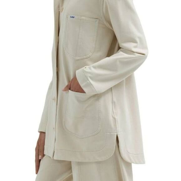 Lee Workwear Chore Shacket Jacket Top in Ivory Sz L - Picture 3 of 9